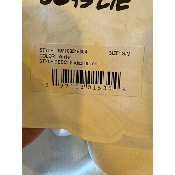 Boys Lie Shirt Women Medium White Satin Collared Button Down Bridezilla Top NWOT - Picture 13 of 14